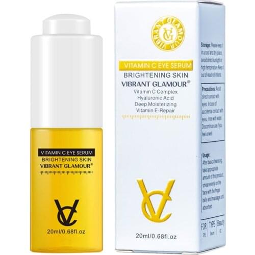 VIBRANT GLAMOUR Vitamin C Eye Serum Whitening Brighten Anti-Aging Remove Dark Circles Fades Fine Lines Anti-Wrinkle Eye Care