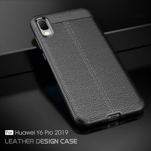 Armor Cases For telefon Huawei Enjoy 9E Lychee Pattern Portable Soft TPU Cover sFor Luxury Huawei cellular Y6 Pro 2019 Huawi