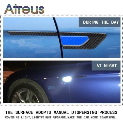 Atreus Car Front Fender carbon fiber reflective sticker For Citroen C5 C4 Renault Duster Captur Peugeot 307 206 207 407 508 301