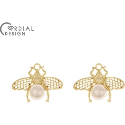 Cordial Design 100Pcs 16*22MM Earrings Accessories/DIY Charms/Insect Shape/Imitation Pearl/Hand Made/Pendant/Jewelry Findings
