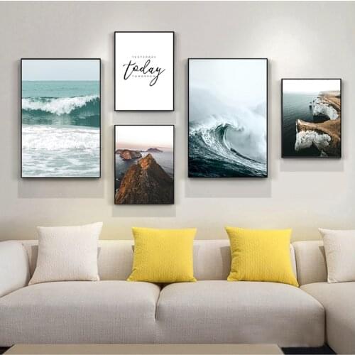 Decoration Picture Scandinavian Home Decor Sea Waves Landscape Canvas Nordic Style Inspirational Wall Art Print Painting