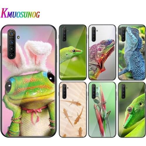For OPPO A5 A9 2020 F7 Phone Cover Shell Animal gecko lizard for OPPO Reno 2 Z 2Z 2F 3 4 Pro 5G Bright Black Phone Case