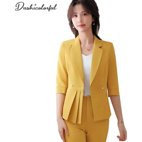 Dushicolorful Women's Double-breasted Blazers