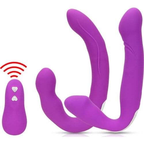 Lesbian Strap on Double Penetration Dildo Clitoris Stimulator Dildo Vibrator Strapless Strapon Sex Toys for Woman Anus Massage