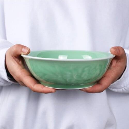 Chinese Cereal Bowl 6 Inch Porcelain Rice Bowl for Salad Celadons Tableware Decor Peony Ceramic Microwave and Dishwasher Safe