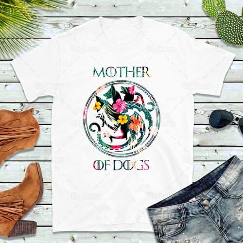 Game of Floral Dog Tshirt Flower Cat Mother of Dogs Shirt for Mama Dog Shirt 100% Cotton