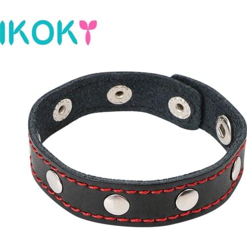 IKOKY Adjustable Penis Rings Time Delay Ejaculation Adult Products Sex Toys For Men Cock Rings Leather Belt Fasten