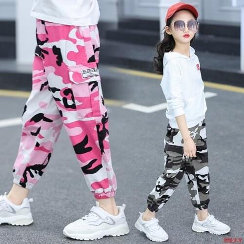 Spring Fall Girls Overalls Pants Clothes Childrens Fashion Military Uniform Sport Trousers All-Match Kids Camouflage Pants X514