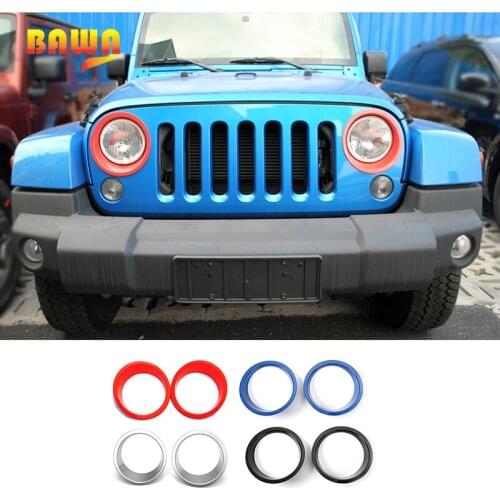 BAWA Matte Black Headlight Bezels Cover Trim for Jeep Wrangler JK 2007-2017 ABS Car Headlight Frame Decoration Stickers
