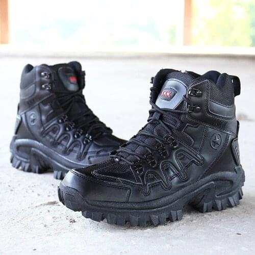 New Mens Military Boots Combat Boots Outdoor Non-Slip Ankle Boots Tactical Large Size 39-46 Work Safety Shoes Motorcycle Boots