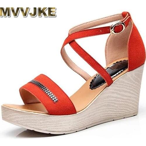 MVVJKE Plus Size Shoes41 42 43 Ladies Sandals 2021Summer Shoes For Woman Sandals With Heels Platform Women Shoes Wedge Heels