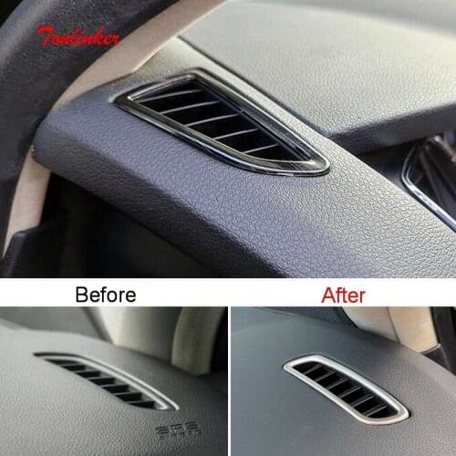 Tonlinker Interior Dashboard Small Outlet Cover Stickers for CITROEN C5 2017-19 Car Styling 2 PCS Stainless steel Cover stickers