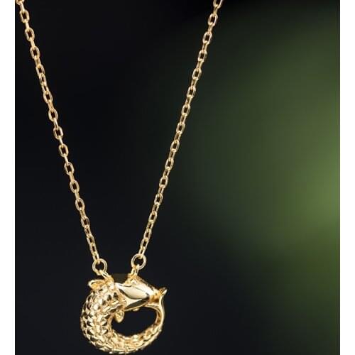 VLA 925 Silver Chinese Style Simple Koi Necklace Short Womens Temperament Fashion Jewelry On The Neck Of the carp chain
