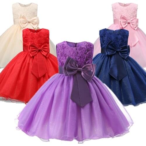 Princess Flower Baby Girl Dress For Kids Baby 1 2 Years Old Birthday Party Tutu DressNewborn Christening Gown For Toddler Girls