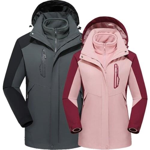 Hiking jacket men women fleece Liner two-piece suit Outdoor large size windbreaker mountaineering Trekking coat thermal skiwear
