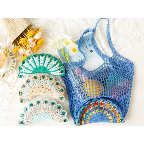 Peacock Feathers Style Crochet DIY Material Bag Adult Crochet Kits Handmade Peacock Crochet Shopping Bag Crochet Supplies