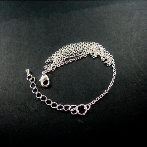 18inch 2x3mm silver plated brass oval link DIY necklace chain supplies with 5cm extend chain 1322019