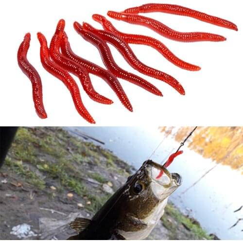 30pcs/lot 4cm Soft Fishing Lure Simulation Earthworm Fishing Lure Jig Wobbler Tackle Lifelike Fishy Smell Lures Artificial Bait