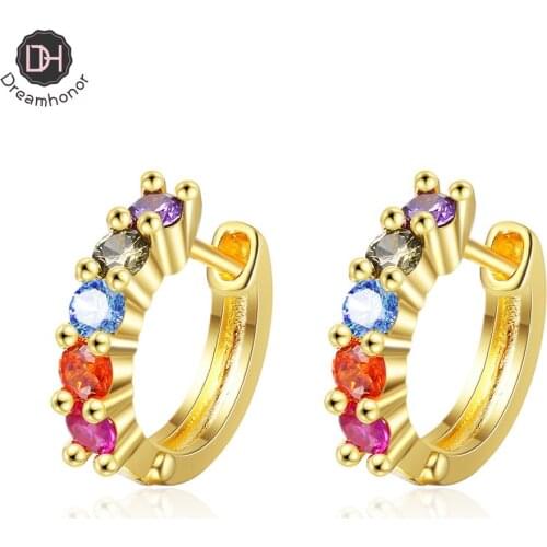 Dreamhonor European American Style Simple Ear Buckle Row Short Temperament 925 Sterling Silver Zirconium Earrings Jewelry