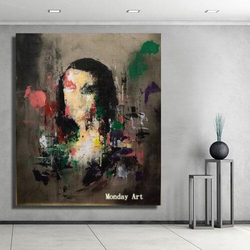 Hand painted Mona Lisa oil painting on Canvas Wall Art Abstract Portrait Oil Painting for Living Room office hotel wall decora