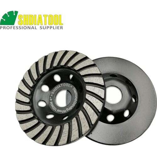 SHDIATOOL2pcs 4inch Diamond Turbo Row Grinding Cup Wheel 100MM Grinding discs for concrete, Masonry, construction material