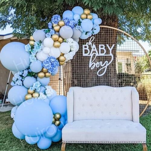 Blue Macaron Balloon Garland Arch Kit Birthday Party Foil Ballons Wedding Birthday Party Decor Kids Adult Baby Shower Baloon