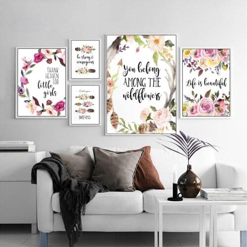 Bible Verse Nursery Wall Art Catch Your Dreams Positive Quote Canvas Posters Watercolor Arrow Picture Prints for Living Room