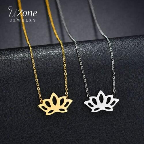 UZone Gold Color Lotus Pendant Necklace Clavicle Chains Flower Necklace For Women Birthday Gifts Wholesale