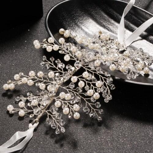Vintage Silver Color Flower Bridal Crown Charm Rhinestone Pearl Tiaras Headband Women Jewelry Wedding Diadem Hair Accessories
