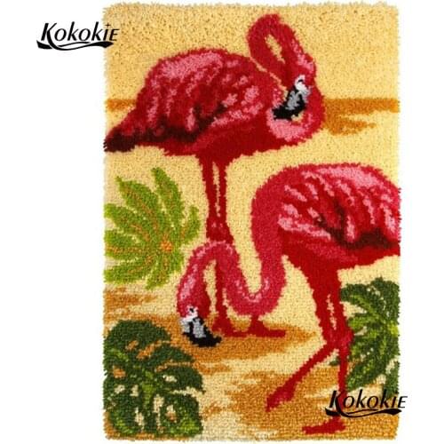 Diy latch hook kits rug tapestry kits carpet embroidery printed canvas home decor Flamingo needle for carpet Foamiran for crafts