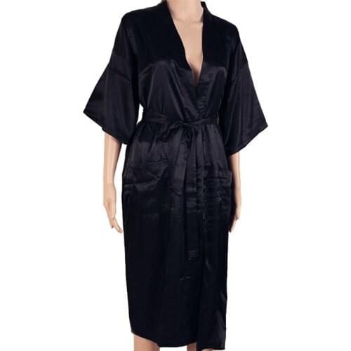 Hot Sale Black Men Sexy Faux Silk Kimono Bathrobe Gown Chinese Style Male Robe Nightgown Sleepwear Plus Size S M L XL XXL XXXL