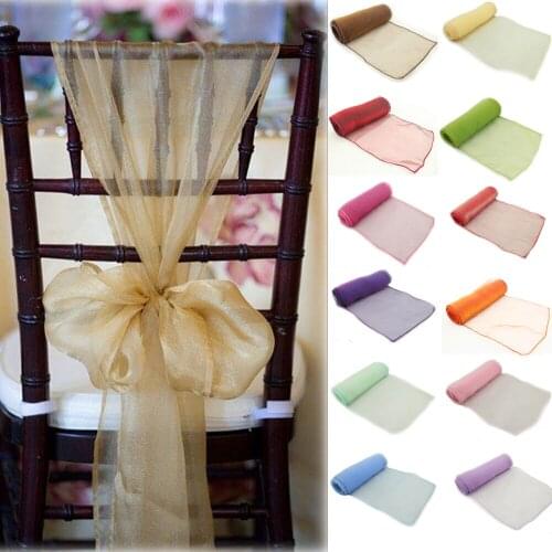 30Pcs 7.0'' x 108'' Wedding Organza Organza Chair Cover Sashes Bow Sash Wedding Banquet Party Decoration DIY Home Decoration