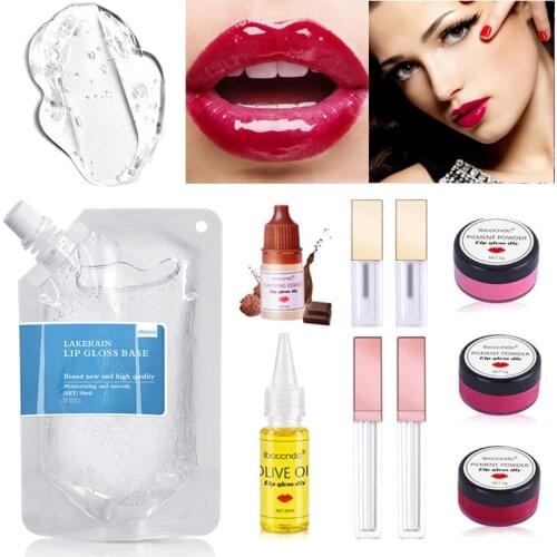 50ml Lip Gloss Base DIY Lip Gloss Set Moisturizing Lipgloss Base Pigment Powder Fruit Essence Safe Handmade Cosmetic