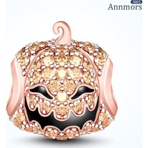 Charms Halloween 925 Sterling Silver Evil Golden Smiley Pumpkin Fit Original Pandora Bracelet Jewelry Exquisite Charm Bracelet