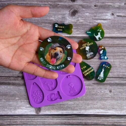 A0NF Crafts Jewelry Keychain Making Tool Dog Tag Epoxy Resin Mold Pet Pendant Silicone Mould