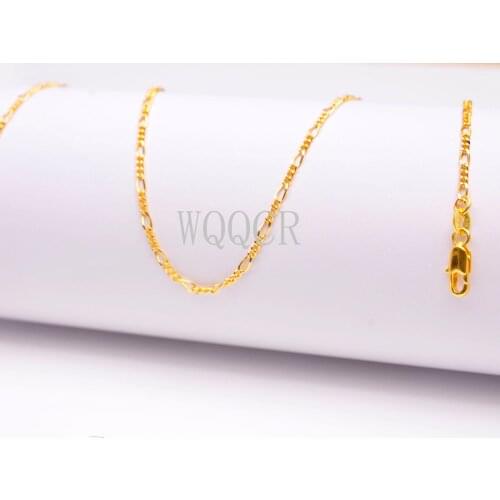 1PCS Womens High Jewelry 1.9MM 18 K Gold Figaro Chain Necklace Charm Gold Necklace 16" 18" 20" 22" 24" 26" 28" 30" inches