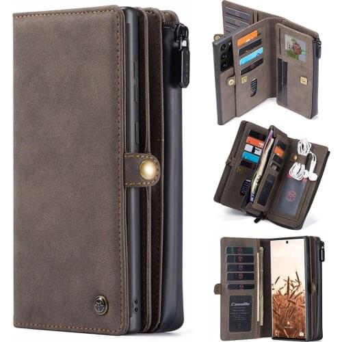 For Samsung Galaxy Note 20 Ultra/Note 10 Plus,CaseMe Wallet Case Zipper Wallet Leather Original Zipper Flip Leather Cover Case