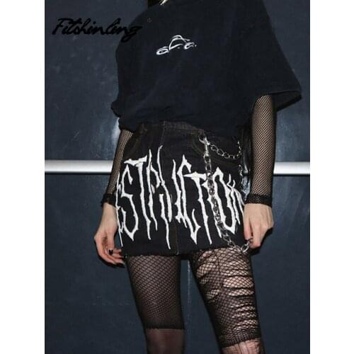 Женские юбки джинсовые FITSHINLING China At AliExpress