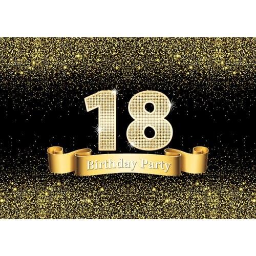 Photo Backdrop Golden Sand Glitter Twinkle Customized Studio Background for 18 Happy Birthday Party Photocall Photography Props