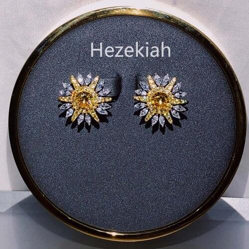 Hezekiah Sunflower Earrings Luxury temperament Banquet Earrings French quality Prom Party noblewoman prom Earrings