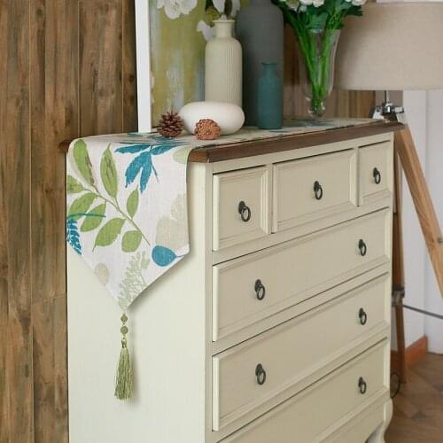 Junwell Poly Cotton Watercolor Printed Table runner with Tassel for Dinner Parties, Summer BBQ & Outdoor Picnics