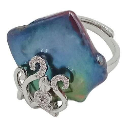 100% NATURE FRESHWATER PEARL RING, big square baroque shape pearl ring .23 mm black pearl