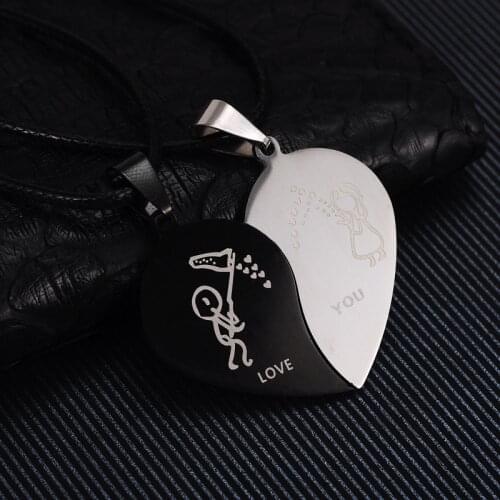 Childhood Sweetheart Titanium Steel Couple Necklace Set Lovers Memorial Pendant Women Jewelry Valentines Day Gift