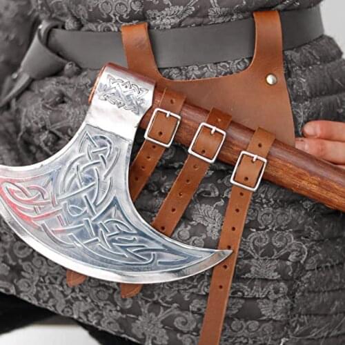 Medieval Viking War Leather Axe Holder Frog For Belt Hatchet Tomahawk Holster Sword Ax Hang Loop Dwarven Wildling Costume LARP