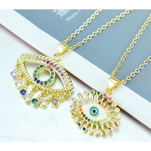 Trendy AAA Cubic Zirconia Pendant Necklace of Fatima Lips Evil Eye Necklace 28 Styles Women Best Party Wedding Birthday Jewelry