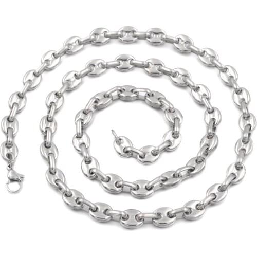 7mm fashion flat bead men chains jewelry wholesale necklace cool casual stainless steel new men type new AN062