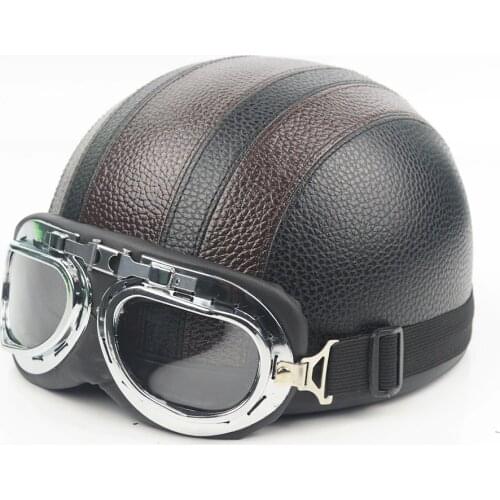 Motorcycle Helmets Bike Bicycle Open Face Retro Half Moto Helmets With Goggles Leather Scarf Helmet Unisex