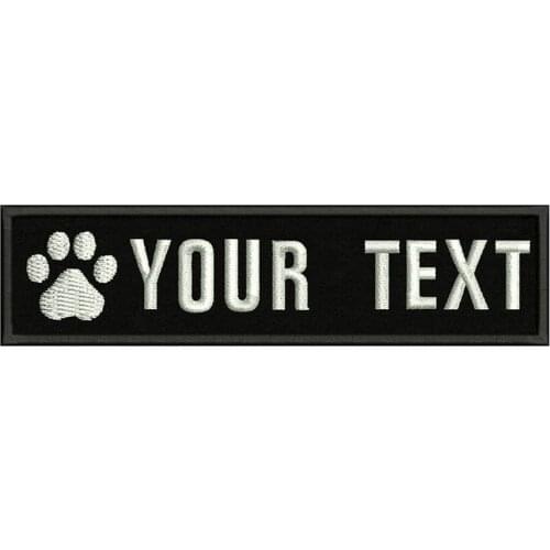 Dog Paw logo Dog footprints 10X2.5cm Embroidery Custom Name Text Patch Stripes badge Iron On Or Velcro Patches For Dog Collar