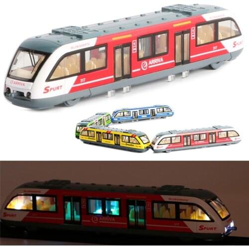 New 1:64 Magnetic Pull Back Alloy Connected Subway Metro Track Train Alloy Model Toys Sound & Light Car Collection