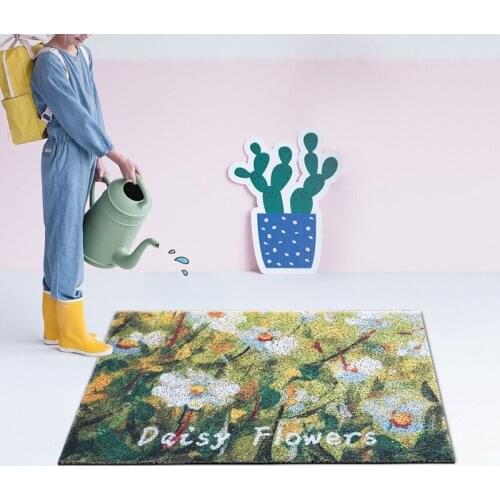 New Floral Home Door Mat Living Room Mat PVC Anti-slip Mat Hallway Entrance Door Mat Carpet Freely Cutting Entrance Mat Carpet